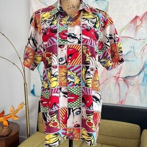 💛❤️💛Drill Clothing Company large stretch Oh Snap top shirt comic